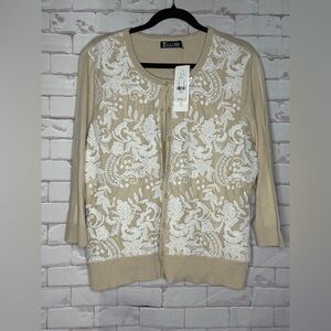 7th Avenue Design Studio Lace Cardigan | NWT | Size Large | Classic | Modern